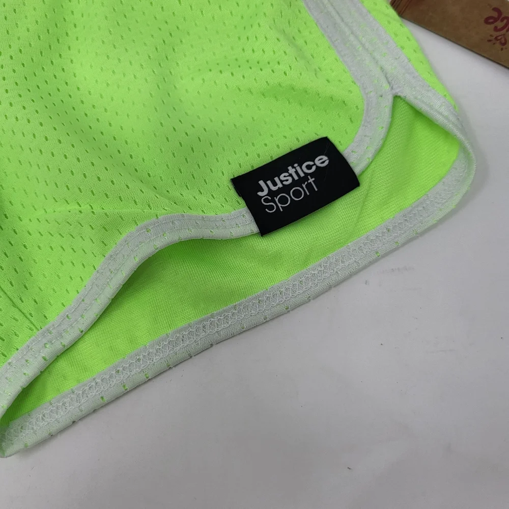 Justice Girls XS 4/5‎ Dolphin Mesh Activewear Shorts New Neon Green